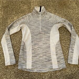 90 Degree By Reflex Gray and Cream Long Sleeve Top